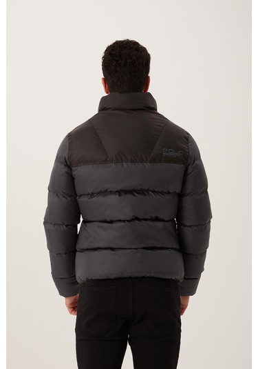 Erkek Dik Yaka Şişme Mont Füme