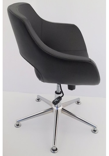 Siyah Deri Tekerleksiz Öğrenci Ders Çalışma Sandalyesi