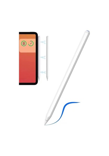 Noktaks Pencil 09 Palm Rejection Magnetik Şarj Ve Eğim Özellikli Dokunmatik Çizim Kalemi Beyaz