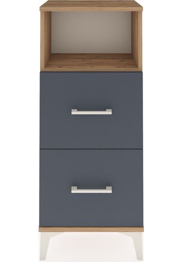 Arges Komodin Tek Raflı 2 Çekmeceli 44x30x106 Çam-antrasit Çam