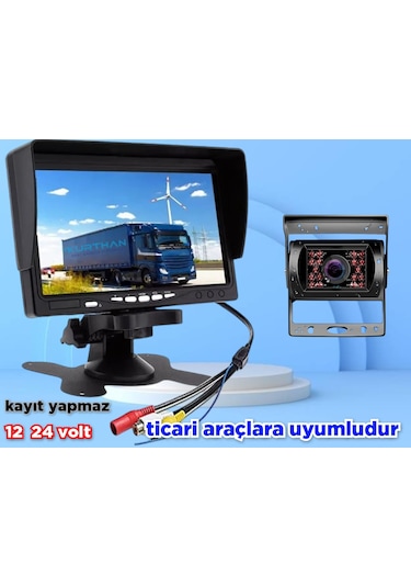 1 Adet Metal Kasa Kamera Ve 7 İnç Ekran Kayıt Yapmaz 12 24 Volt