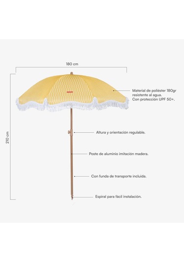 Flamingueo Caramel Plaj Ve Bahçe Şemsiyesi Sarı Sarı