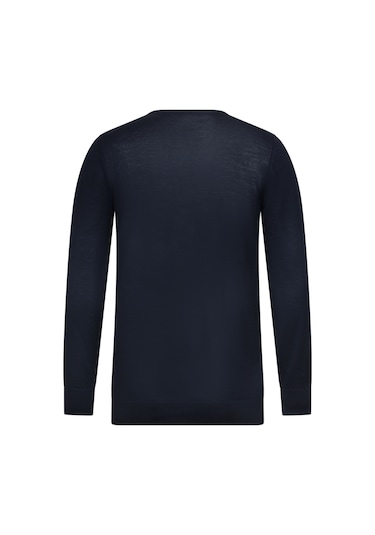 Lacivert Regular Fit Jakarlı Bisiklet Yaka Yünlü Triko Kazak 30095 Lacivert