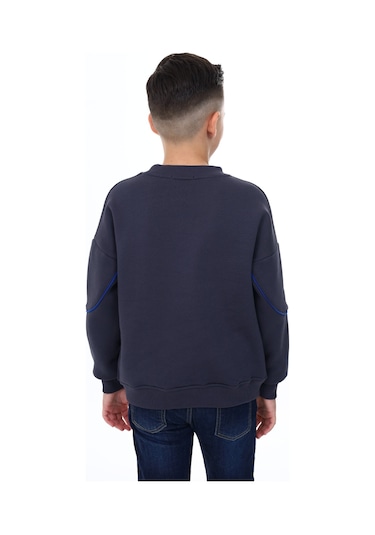 Toontoy Erkek Çocuk Cep Detaylı Baskılı Sweatshirt Füme