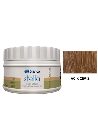 Bianca Stella Su Bazlı Saf Akrilik Ahşap Boyası 250 Ml Açık Ceviz