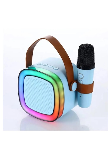 1adet Karaoke Hoparlör Kart/usb Mikrofon Işıklı Bluetooth Speaker