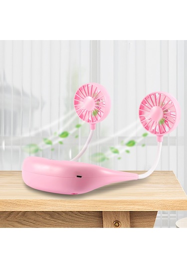 Ximistore9 Siyah Boya, 3.7v Usb Şarjlı, 3 Hızlı, 7 Kanatlı, Renkli Işık Özellikli Kolye Tipi Taşınabilir Fan Siyah