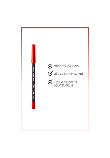 Note Cosmetique Silk Stay Lipliner Suya Dayanıklı İpeksi Dudak Kalemi 08 Scarlet Red
