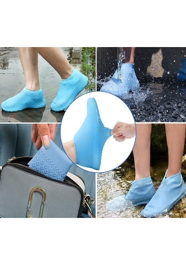 Silikon Ayakkabı Kılıfı Kaymaz Su Kir Geçirmez M Beden Beyaz - Stokta Olan Renk Gönderilir