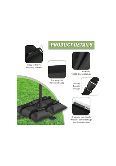 Dolıty 2 Adet Şemsiye Ağırlığı Kum 19,29-inç-x-10,24-inç Siyah