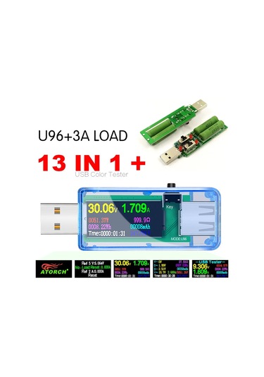 Maiyame Usb Akım Voltaj Güç Testeri, Renkli Ips Ekranlı, Transparan Mavi Kasa, Gerçek Zamanlı Ölçüm