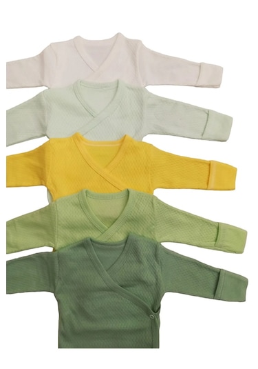 Uzun Kollu Kendinden Eldivenli Çıtçıtlı Kruvaze Badi 5 Li Paket Çok Renkli