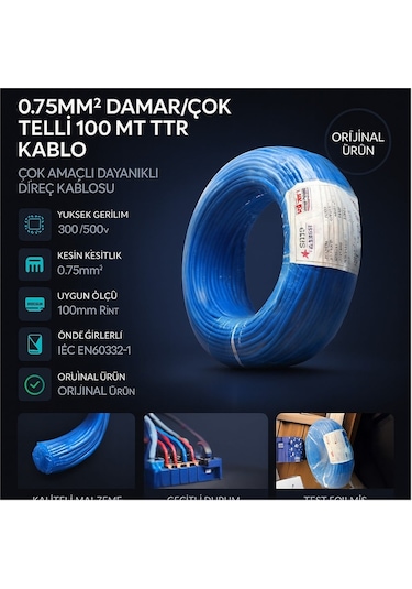 Star H05v-k 0.75mm² Damar/çok Telli 100 Mt Ttr Kablo