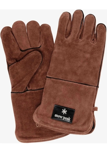 Snow Peak Fire Side Gloves, Deri Isı Ve Kıvılcım Korumalı Uzun Kamp Eldiveni Kahverengi