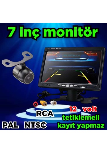7'' Monitör + 1 Adet Kelebek Kamera Kayıt Yapmaz 12 Volt