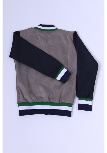 Erkek Çocuk Kolej Ceket Fermuarlı Cepli Baskılı C27 Gri
