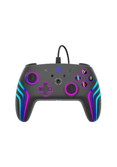 Elmpaly Black Oyun Kumandası Titreşimli Xbox 360 Pc Ps4 Ps3 Switch İçin Aydınlatmalı