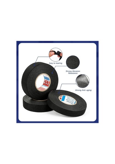 9/15/19mm Elektrik Bandı Isıya Dayanıklı Yapışkan Bez Kumaş Bant Otomotiv Kablo Bandı Kablo Demeti Kablo Demeti Elektrik Isı Bantları 19mm