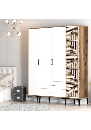 Variant Kumsal 4 Kapılı Stp Gardrop - Ceviz / Beyaz
