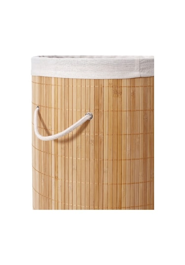 BAMBU KAPAKLI ÇAMAŞIR SEPETİ EL YAPIMI,NATURAL 35x35x60cm Diğer