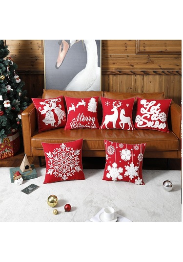 Springsun Noel Dekoratif Yastık, Pamuklu Kumaş, 45x45cm, Yılbaşı Ev Dekorasyonu, Makinede Yıkanabilir Diğer