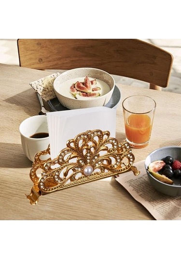 Trendooze Altın Renkli Metal Peçete Dağıtıcı Kahve Dükkanı Tezgah Tutucu Altın