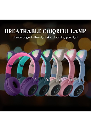Singree "kablosuz Kulaklık: 7 Renkli Işık Efektli Kedi Kulaklı Bluetooth 5.3, Tf Kart Ve Fm Modu İle Müzik Keyfi"