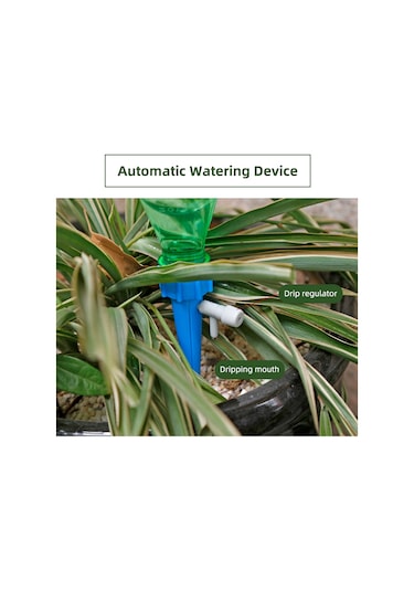 Xiyyadms Yeşil Otomatik Sulama Cihazı, Valf Kontrollü Damlatıcı, Bitki Su Düzenleyici, Kolay Kurulum, Tekli Paket