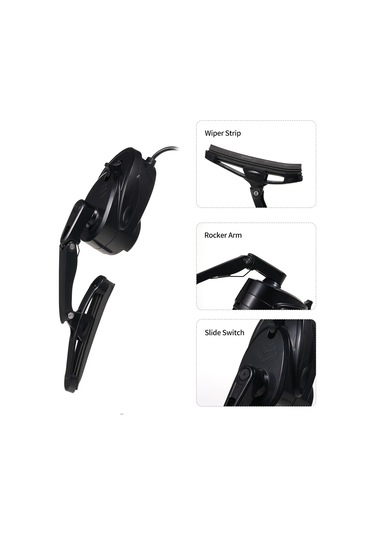 Aubyhe Motosiklet Kask Yağmur Sileci Usb 5v 2w Su Geçirmez Siyah Plastik Lastik Siyah