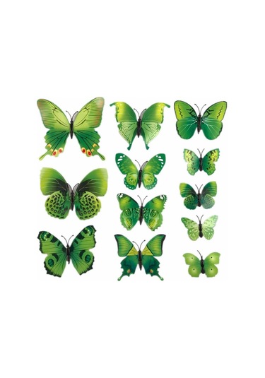 Ev Dekorasyon 3d Pvc Kelebek 12 Li Duvar Süsleme Model L Karışık Renkli