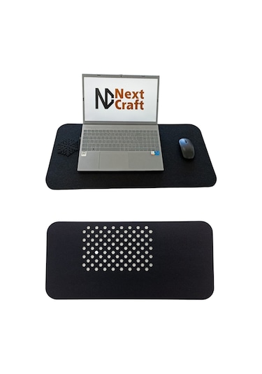 Keçe Bilgisayar Mouse Pedi Masa Üstü Düzenleyici Mat 70x32 Cm Siyah Ok