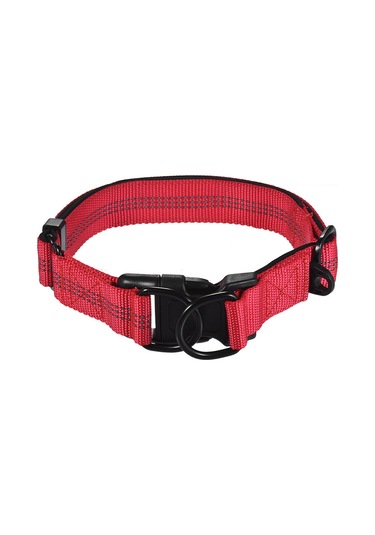 Geeroyoo Gece Görünürlüklü Ayarlanabilir Köpek Tasması - Çift Çelik Halkalı Dayanıklı Nylon, Kırmızı/turuncu Seçenekli Kırmızı