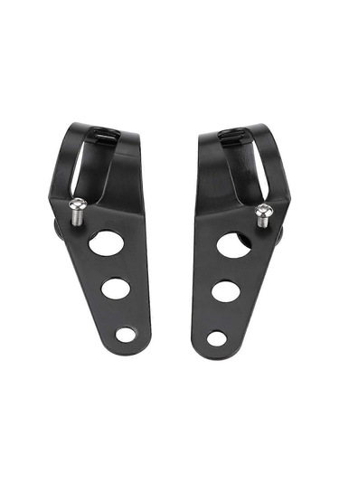 1 Çift Paslanmaz Çelik Motosiklet Far Braketi Evrensel Montaj Standı Desteği Siyah