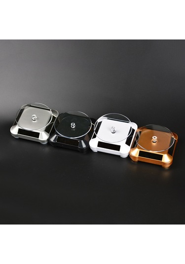 Monyee Güneş Enerjili 360 Döner Sergi Tabanı - Kuyumculuk, Telefon, Saat İçin Siyah Seri Standı