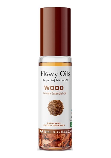 Flowy Oils Wood Doğal Karışım Esansiyel Vücut Yağı Roll-On 10 ML