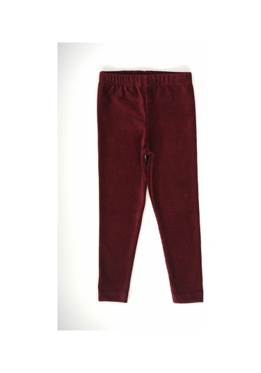 Kız Çocuk Bel Lastikli Fitilli Kadife Tayt Bordo