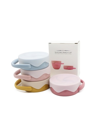 Jianfan Katlanabiler Silikon Bebek Dökülmez Atıştırmalık Kabı Toz Mavisi Gri - Mavi