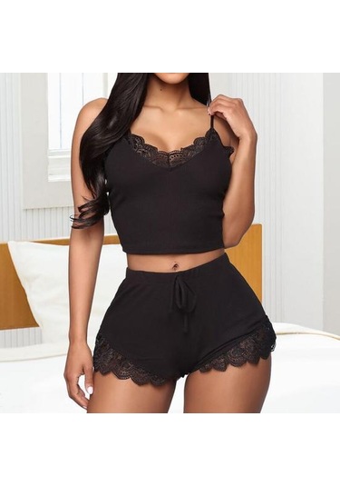 Pembe Kadın Gecelik Seti Kırpma Üst Nefes Bel-açık Kolsuz Bayan Gece Giysileri Uyku İçin Pembe