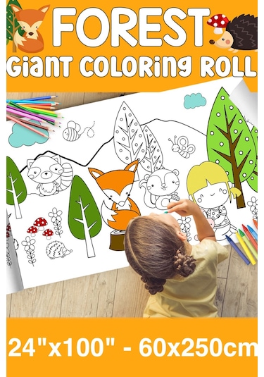 Melolisa Orman Dev Boy Boyama Kağıdı - Forest Kids Coloring Roll - Giant Painting Paper Roll For Kids