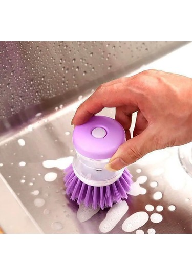 Pratik Sıvı Deterjan Hazneli Bulaşık Fırçası Hazneli Mutfak Banyo Lavabo Yıkama Fırçası 1 Adet