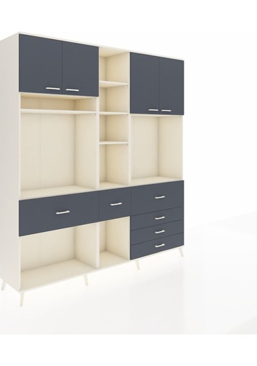 Hyperion Dolap 11 Raflı 6 Çekmeceli 4 Kapaklı 220x44x243 Aytaşı-antrasit/antrasit Antrasıt/antrasıt
