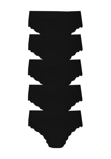 5li Kadın Pamuklu Paça Dantelli Yüksek Bel Külot İç Çamaşırı Işık 001