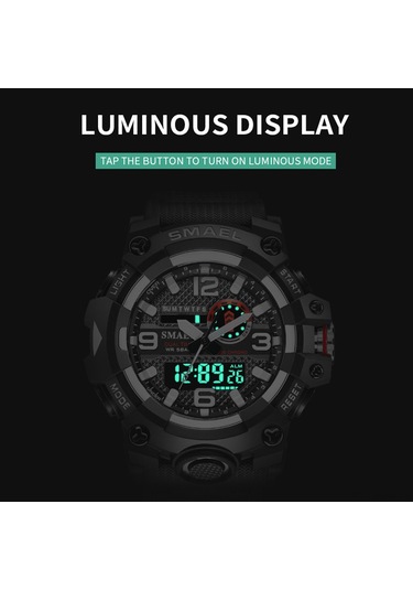 Smael 8035 Çok Fonksiyonlu Erkek Spor Günlük Saati 50m Su Geçirmez Elektronik Dijital Kol Saati, Işıklı/alarm/saat Duraklatma/otomatik Takvim/snooze Özelliği İle. Çok Renkli