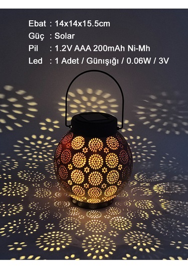 Greentech Güneş Enerjili Dekoratif Led Fener / Askılı Bahçe Feneri / Bahçe Dekorasyon Feneri / GT-SL25R