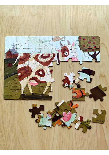 Doerkids Çiftlik Sevimli Inek Mini Puzzle 40 Parça 4 Yaş