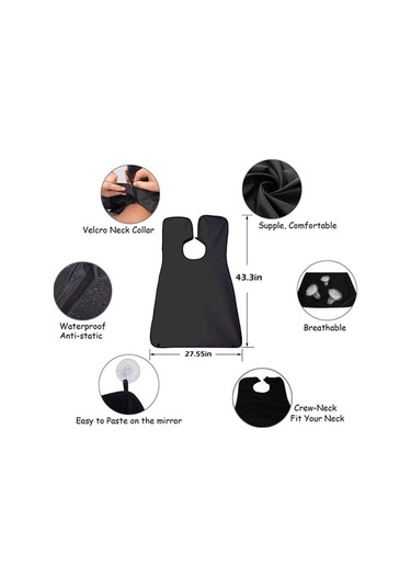 Pazly Sakal Kesme Önlüğü - Yapışkanlı, Su Geçirmez, Pratik Sakal Toplayıcı Siyah Model Siyah