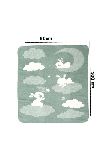 Yumuşak Bebek Çocuk Battaniyesi Mevsimlik 90x100 Cm Yeşil