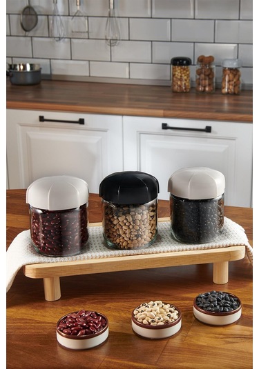 Renga Rhea 425 Ml Bej Kapaklı Cam Kavanoz 131010 Bej