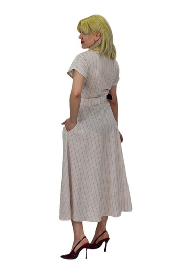 Kadın Keten Kısa Kol Elbise Bgl-st03722 001