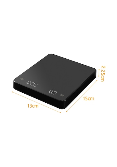 Yunboo Kahve Terazi, Led Ekranlı, Zamanlayıcı Fonksiyonlu, Dahili Li-poly Pil, 5000g Maksimum Ağırlık, Sıcak Dayanıklı, Siyah Ck2150 Siyah